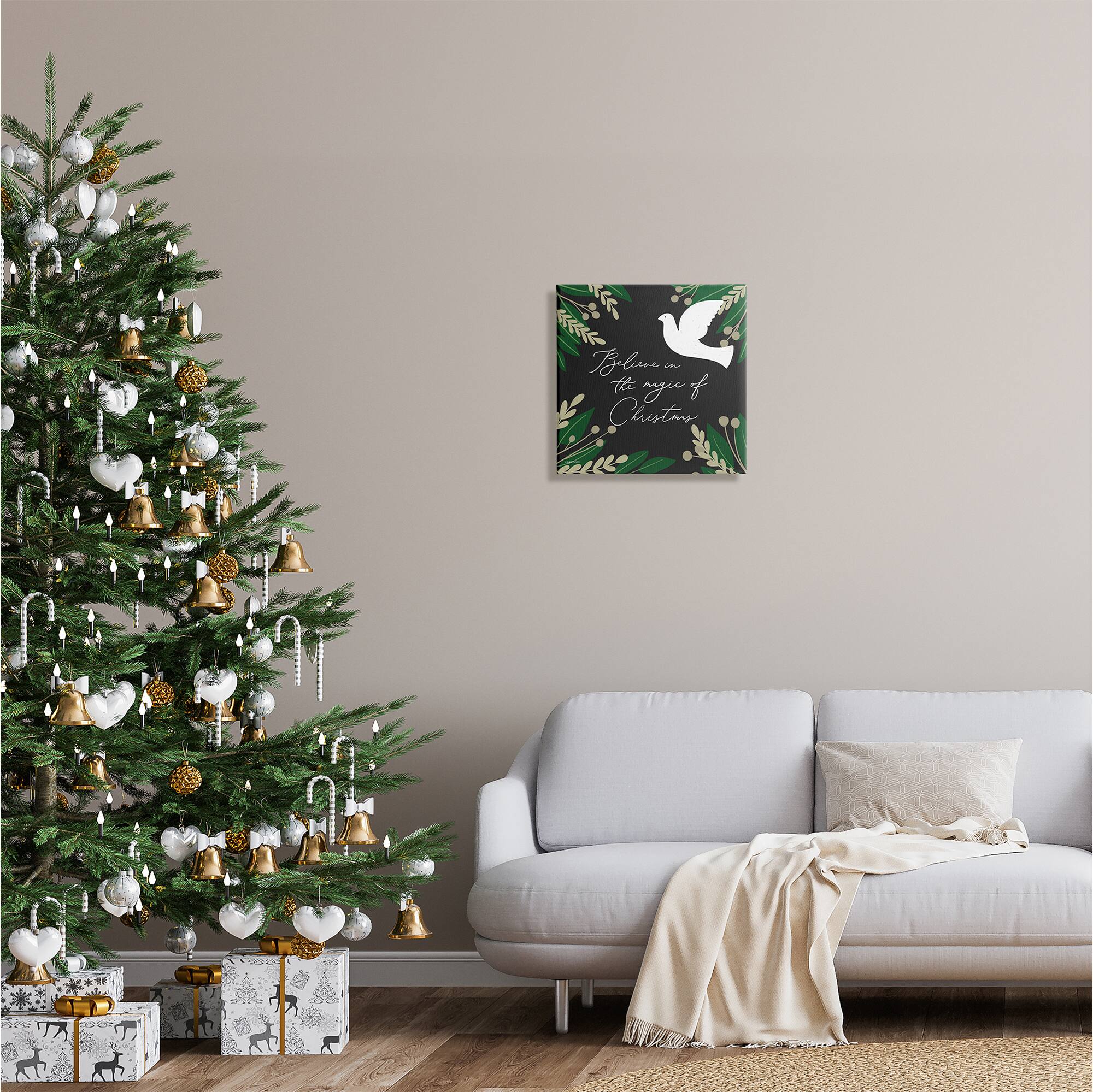 Stupell Industries Magic Of Christmas Botanical Dove Canvas Wall Art